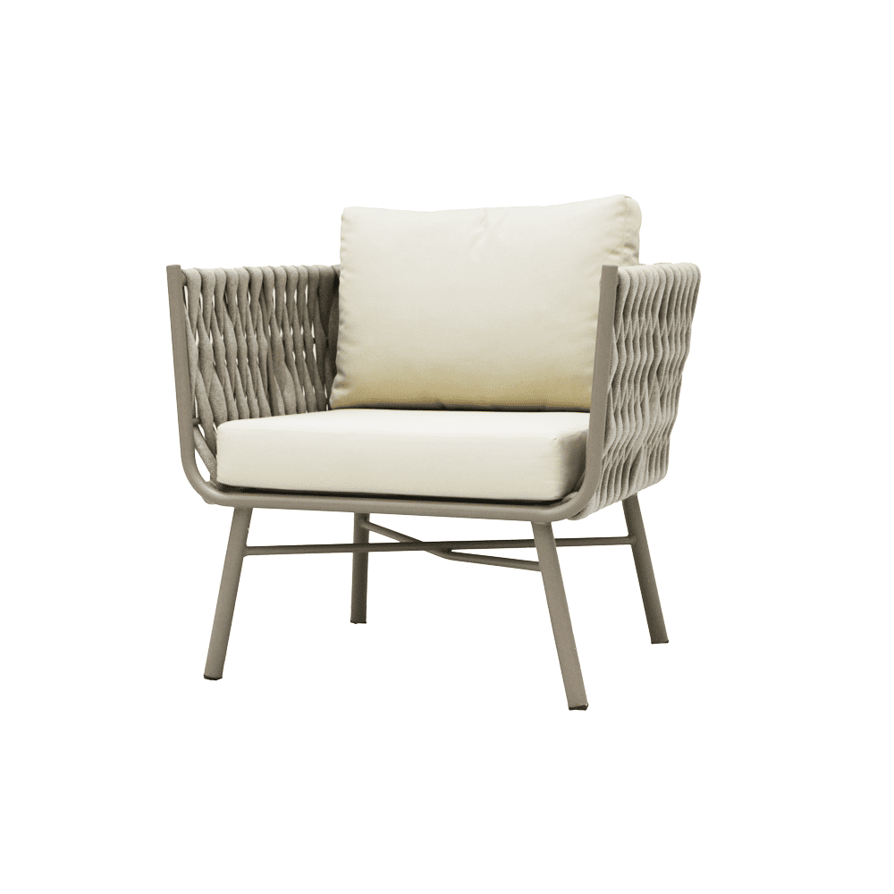 Weaving Rope Aluminum Outdoor Sofa Set - 1 Seater