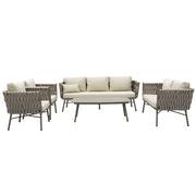 Weaving Rope Aluminum Outdoor Sofa Set - 7 Seater