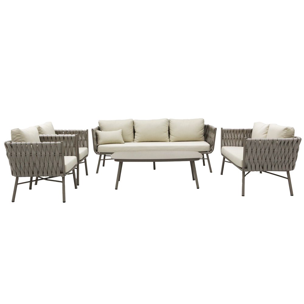 Weaving Rope Aluminum Outdoor Sofa Set - 7 Seater