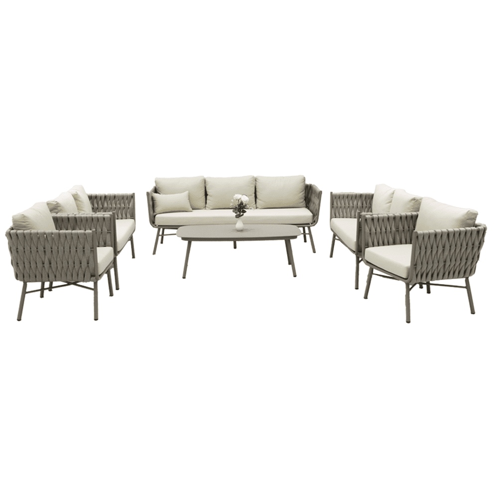 Weaving Rope Aluminum Outdoor Sofa Set - 9 Seater