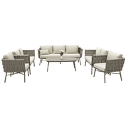 Weaving Rope Aluminum Outdoor Sofa Set - 9 Seater