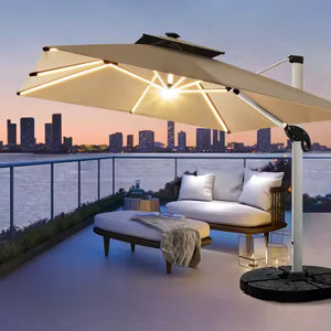 Premium Cantilever Patio Umbrella – White Round 3.5m