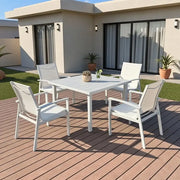 Wonderful Aluminum 4-Seater Outdoor Dining Set for Garden and Patio, White