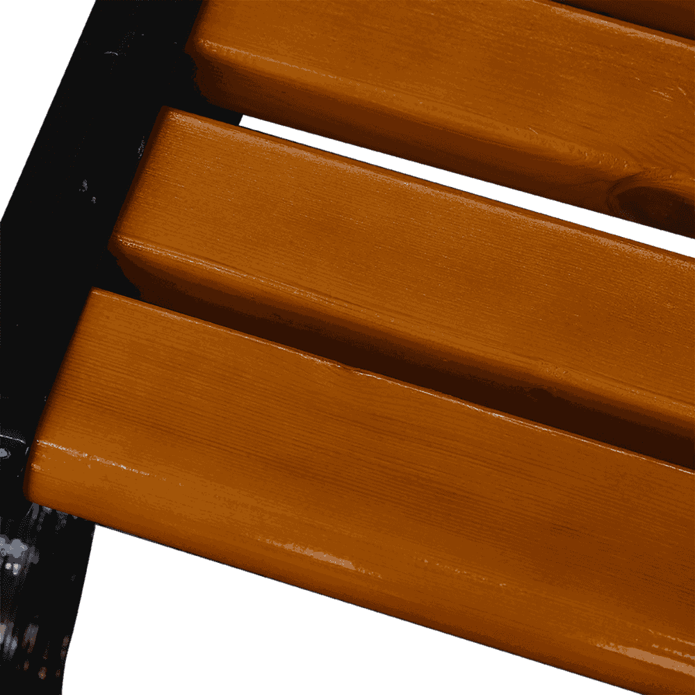 wood garden bench with natural finish, showcasing elegant design and sturdy construction for outdoor use.