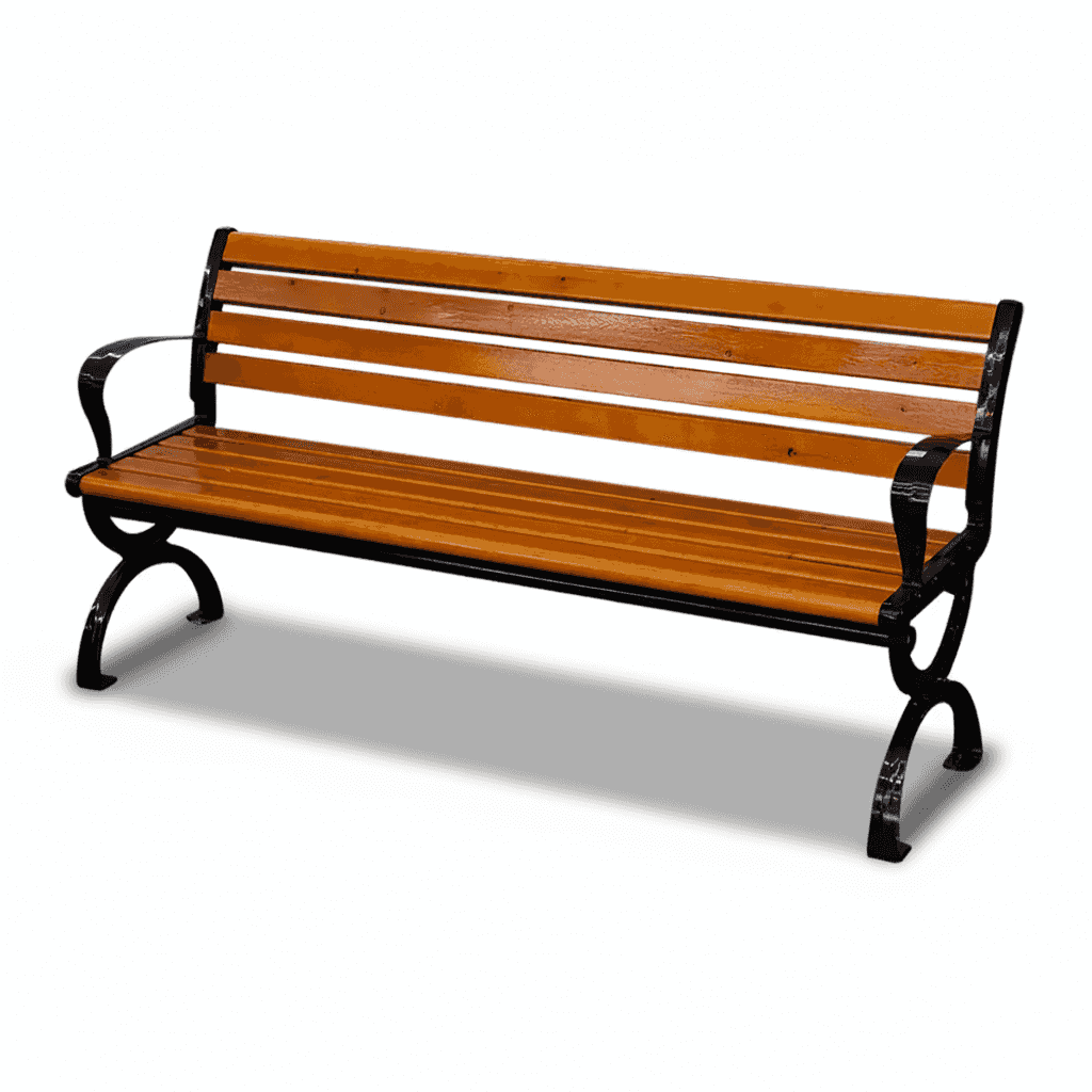 Wood garden bench with backrest by , featuring a sturdy design and natural wood finish for outdoor spaces.