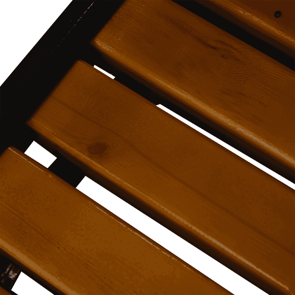 Wood garden bench with backrest by , featuring a natural wood finish and ergonomic design for outdoor seating.