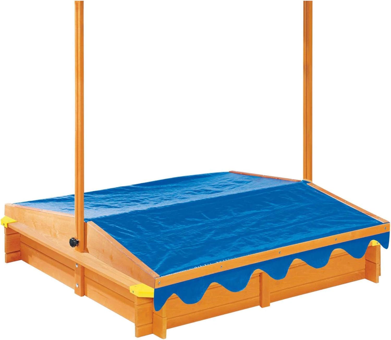 Wooden Sandpit with Adjustable Roof - Large Sandbox with UV Protection - The Outdoor Furniture Market 