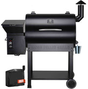 Z GRILLS 8-in-1 wood pellet outdoor grill and smoker with digital controls, showcasing its sleek stainless steel design and grilling surface.