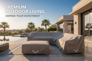 Premium outdoor furniture cover by The Outdoor Furniture Market, UV-resistant and waterproof, fits 3.5m x 3.5m outdoor furniture.