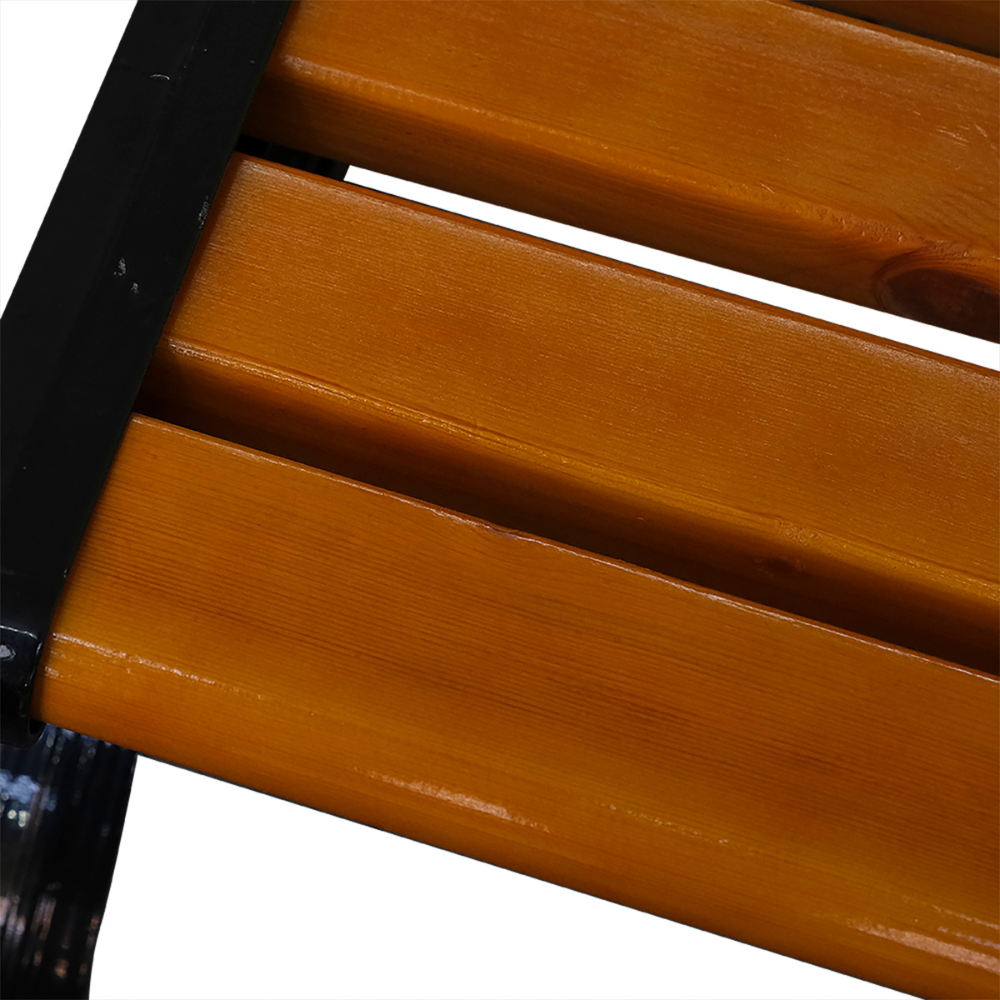 Casa Fiora wood garden bench with natural finish, showcasing elegant design and sturdy construction for outdoor use.