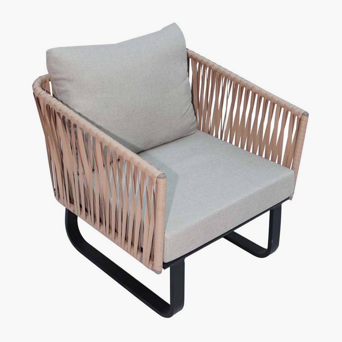 5-Seater Aluminium Woven Rope Outdoor Sofa Set with Coffee Table