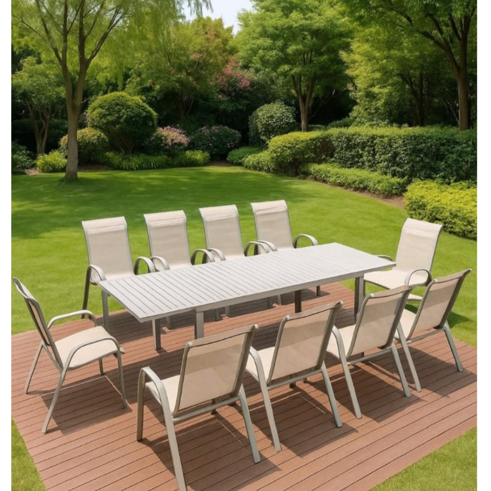 Large Outdoor Dining Set with Aluminum Frame