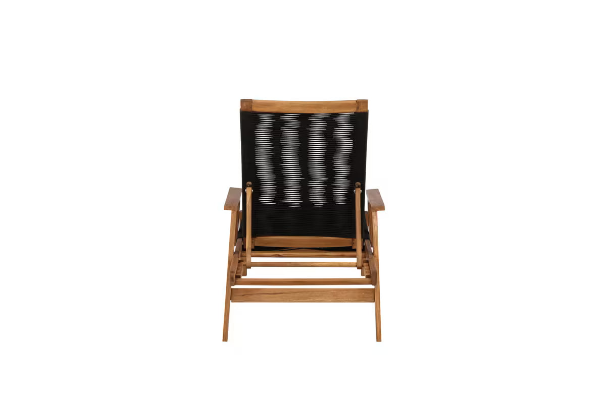 Acacia Wood Outdoor Sun Lounger | Rope Weave | 4-Position Reclining | Black