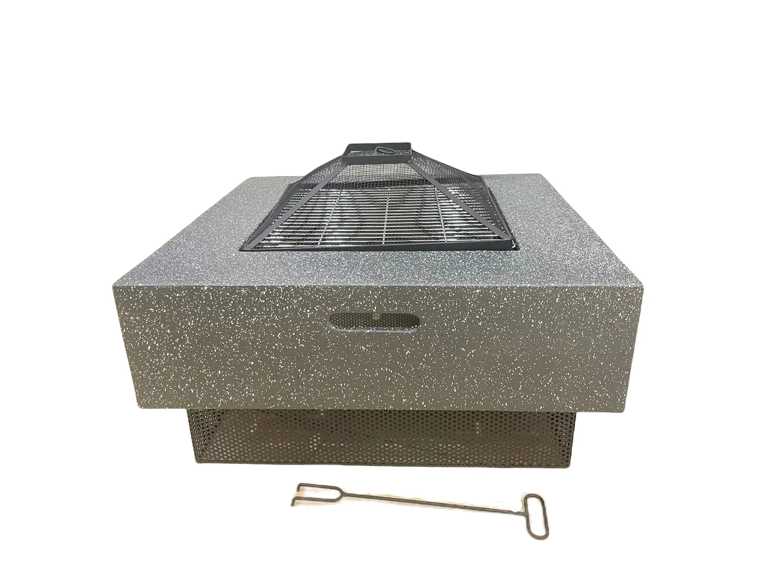 Portable Outdoor Fire Pit BBQ Grill Garden Stove Fireplace Square Shape