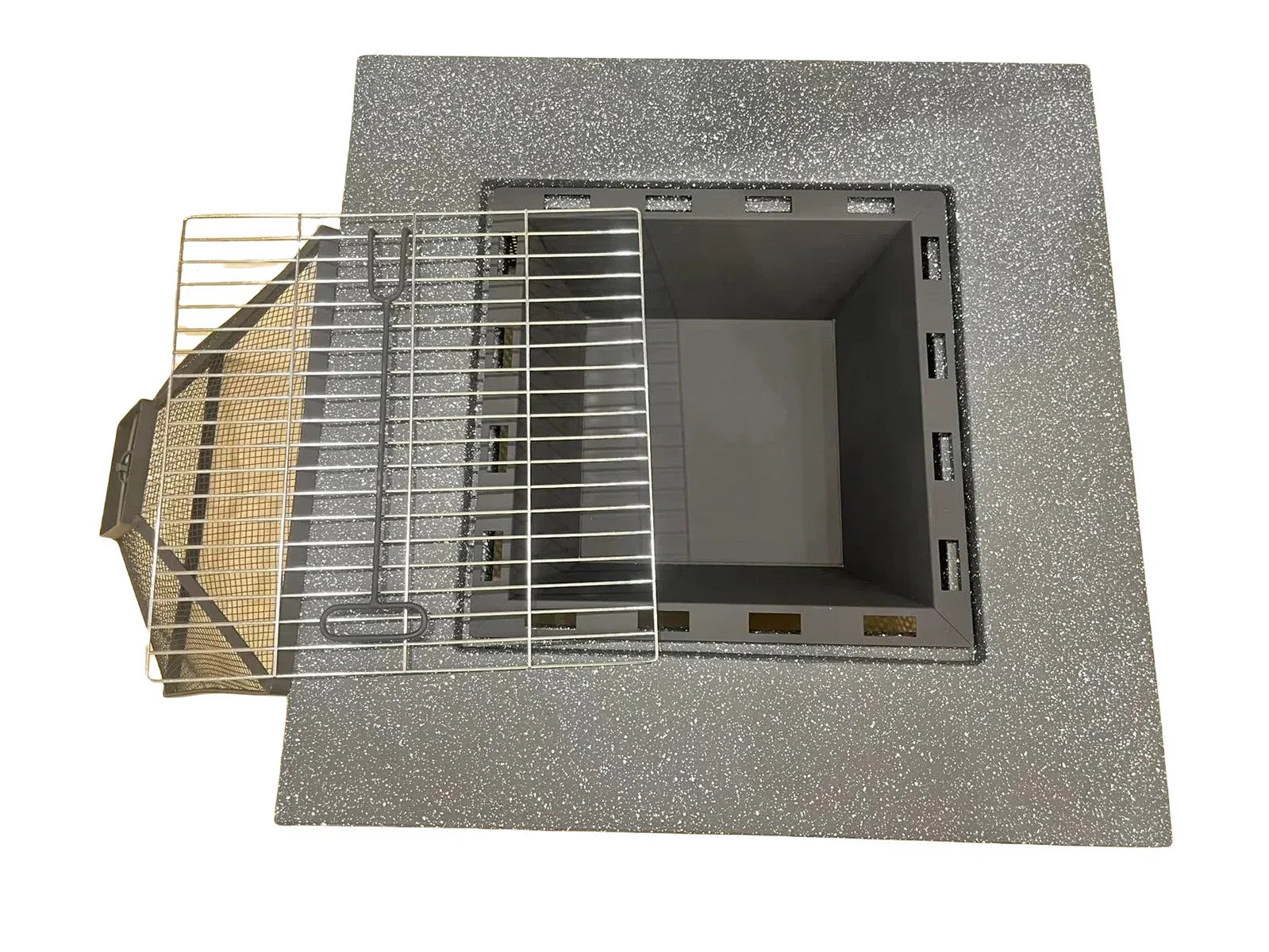 Portable Outdoor Fire Pit BBQ Grill Garden Stove Fireplace Square Shape