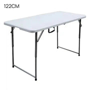 Folding Lightweight Trestle Outdoor Camping Table, Heavy Duty Plastic Outdoor Picnic Table, Folds in Half with Carry Handle, White