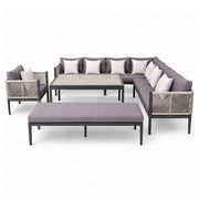 Outdoor 10-seater L-shape rope sectional sofa set with aluminium frame and sintered stone table by The Outdoor Furniture Market