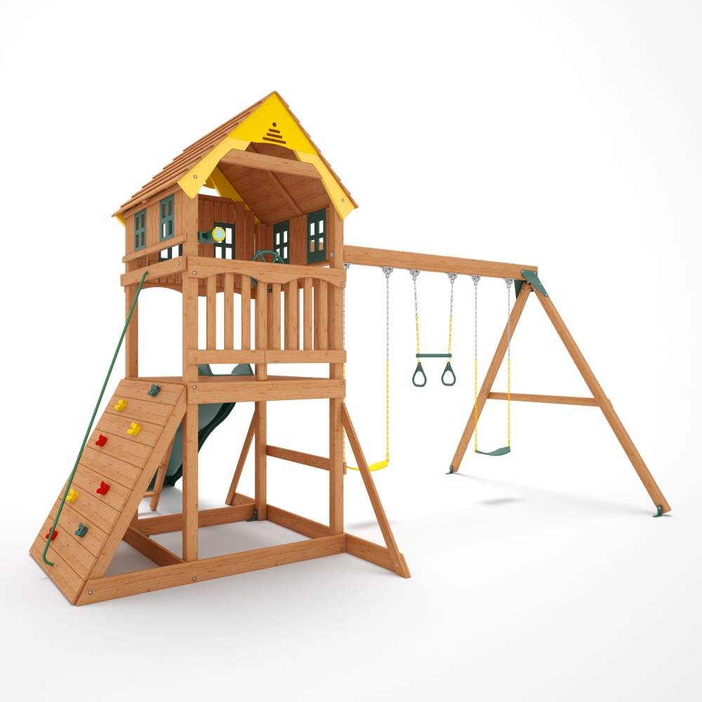 Kiddoro Sunny Sling Swing Set for kids outdoor playset with a colorful sling swing and sturdy frame in a backyard setting