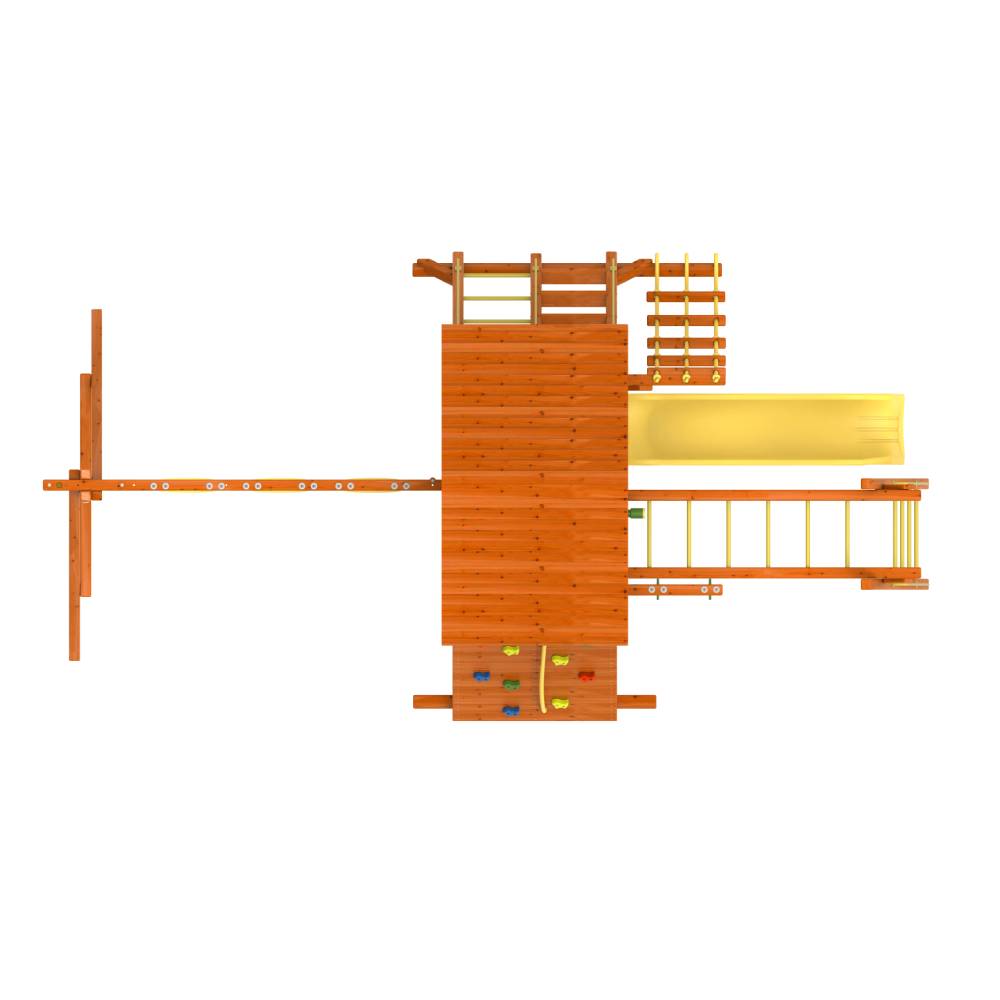 Kiddoro Discovery Den outdoor kids playset with monkey bar swing, colorful climbing frame and slide for outdoor fun.