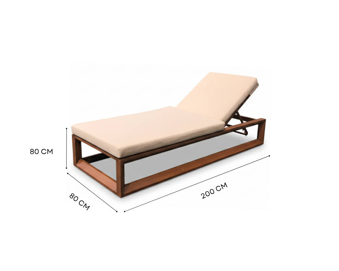 Adjustable Aluminium Sunbed | Waterproof Cushion | 200 x 80cm