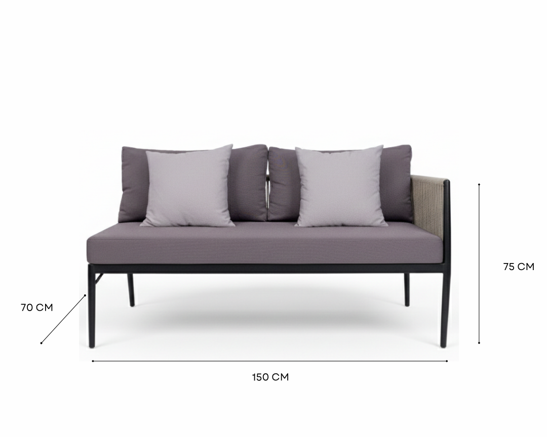10-Seater Aluminium Rope Outdoor Lounge Sofa Set | Gray