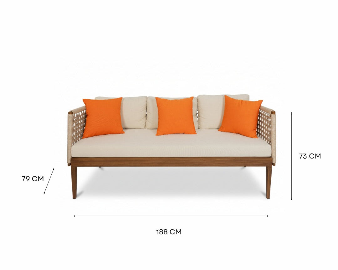 6-Seater Aluminium Handwoven Rope Outdoor Sofa Set with Table
