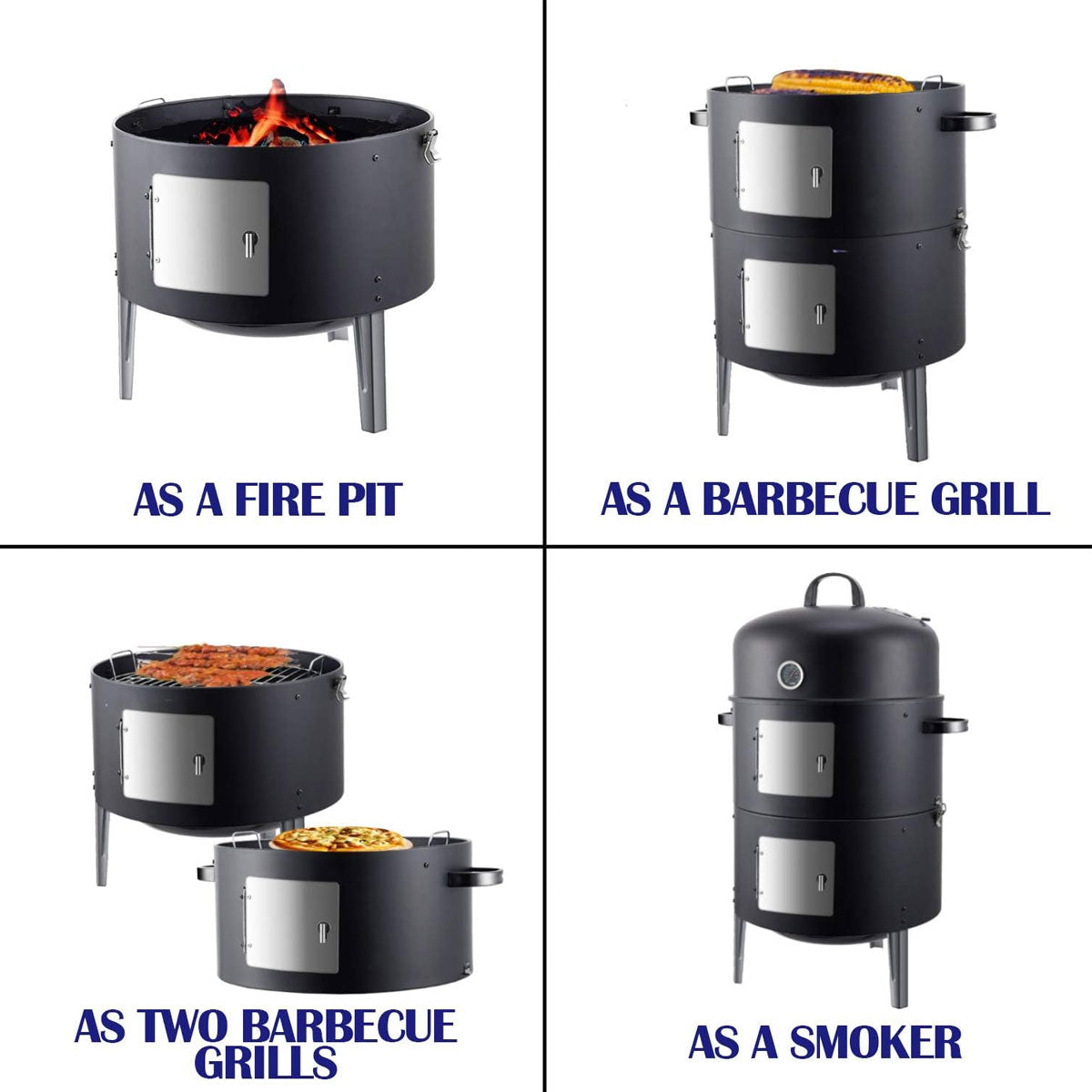 Realcook 17-Inch Vertical Charcoal Smoker | 453 sq in | Multi-Function BBQ