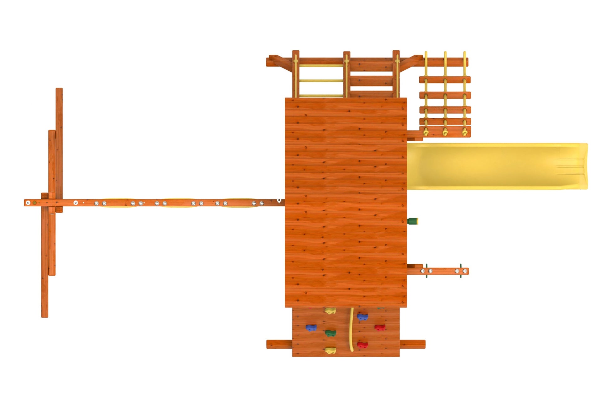 Kiddoro Discovery Den Swing Set for kids, featuring a tire swing and climbing frame in outdoor play area.