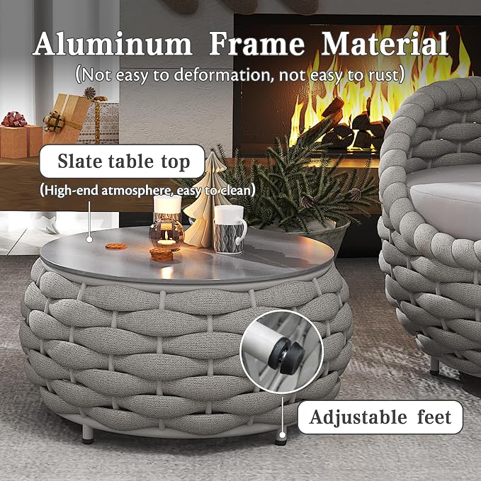 7 Seater Aluminium Rope Outdoor Sofa Set with Table | 1 to 7 Seater