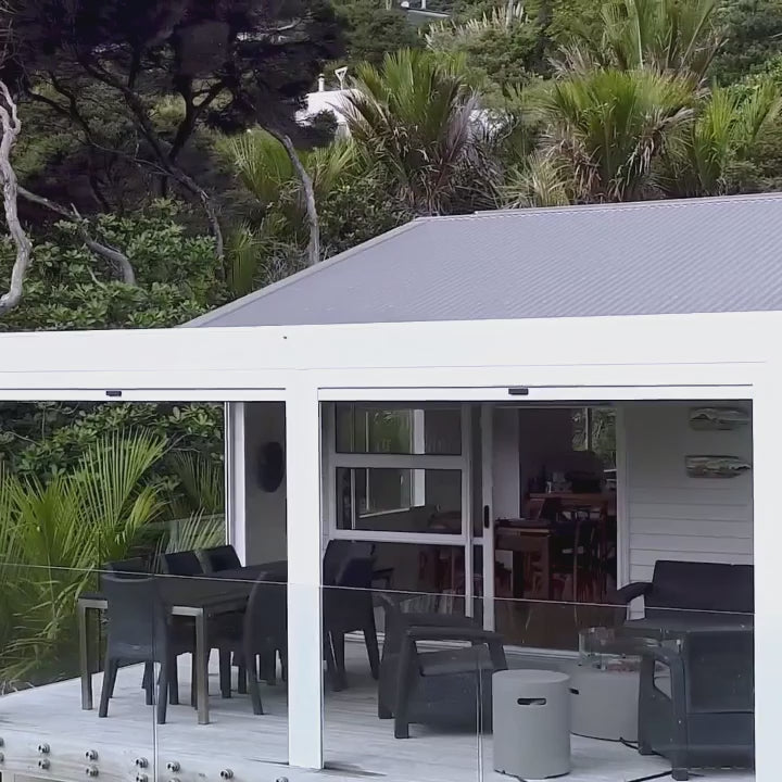 Load video: Modern 3x3m Aluminium Gazebo with Wind-Resistant Roller Blinds | Dark Gray