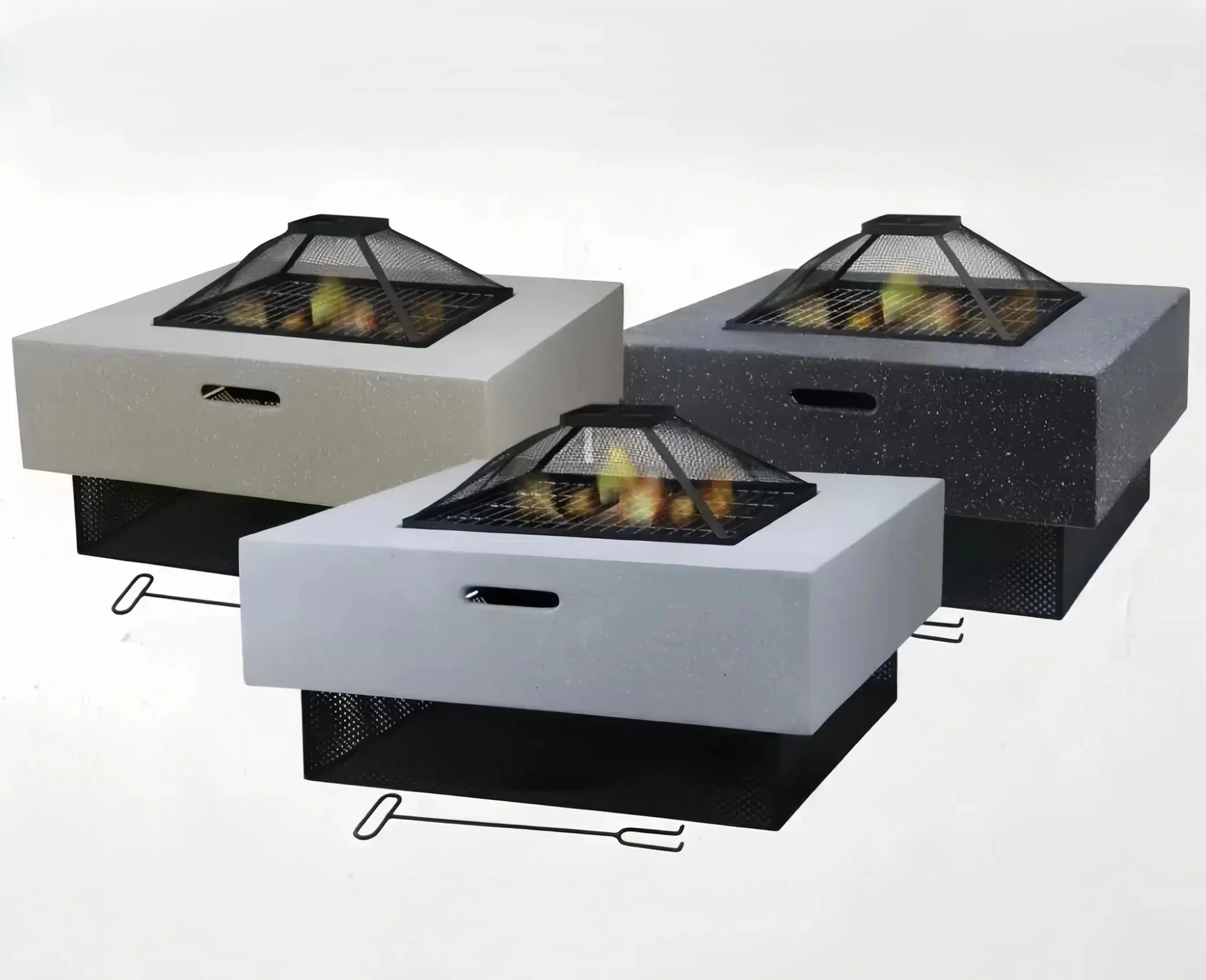 Portable Outdoor Fire Pit BBQ Grill Garden Stove Fireplace Square Shape