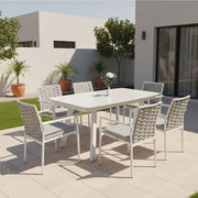 Casa Fiora Aluminum Frame 6-Seater Outdoor Dining Set with Cushions for Garden and Patio