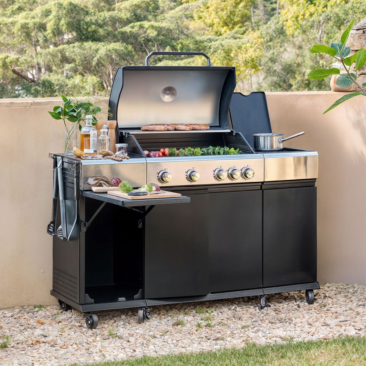Royal Gourmet Gas BBQ | 4 Burners + Side Burner | 14.5kW | Black