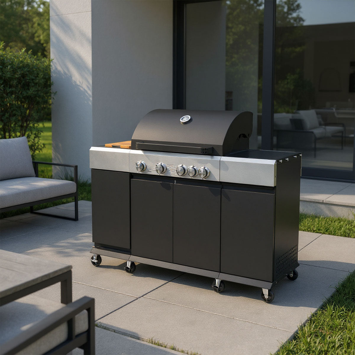 Royal Gourmet Gas BBQ | 4 Burners + Side Burner | 14.5kW | Black