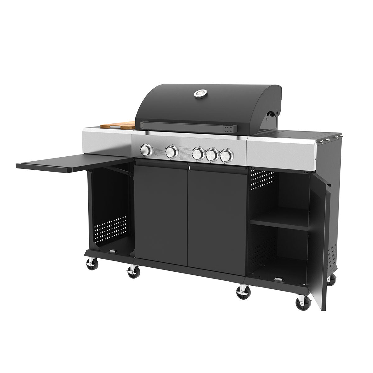 Royal Gourmet Gas BBQ | 4 Burners + Side Burner | 14.5kW | Black