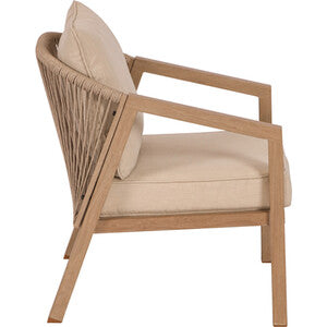 3-Seater Outdoor Sofa Set | Rope & Steel Frame with Cushions & Table | Natural