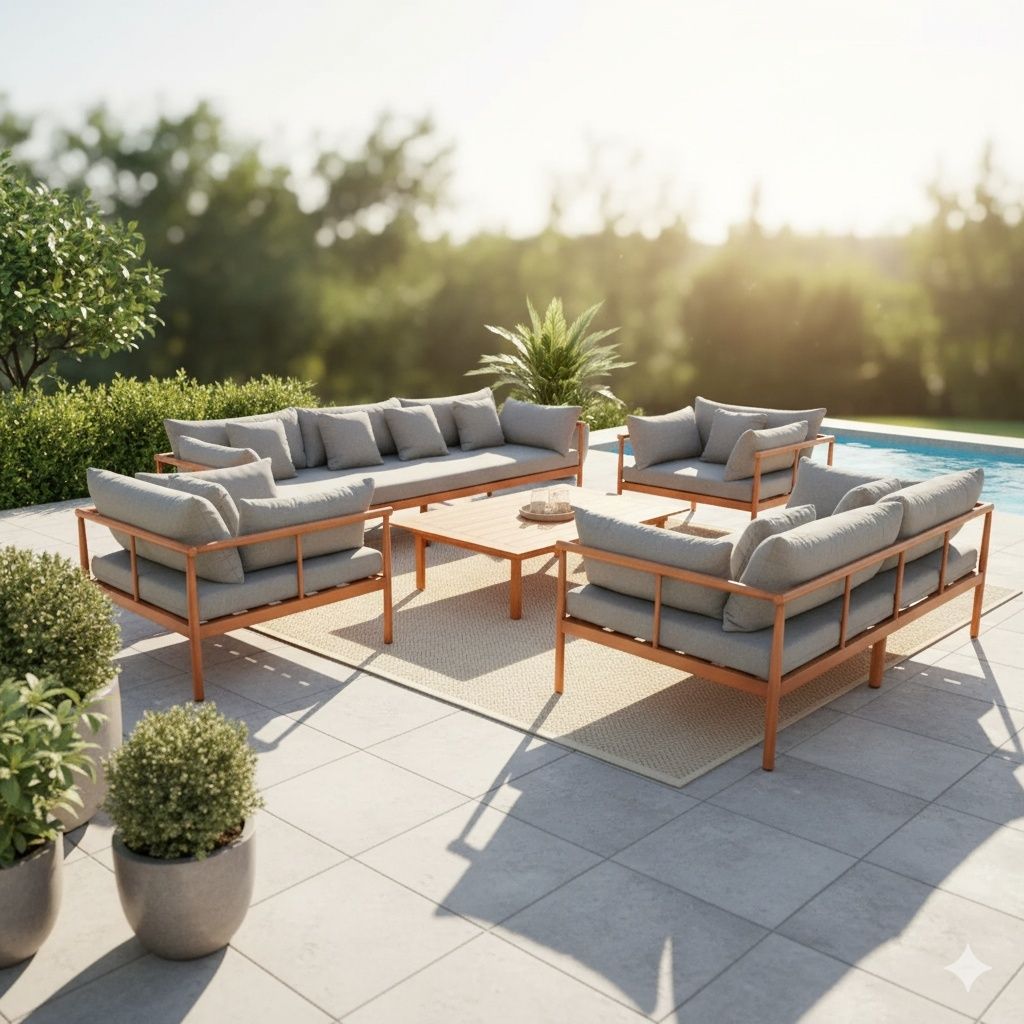 VALORA Premium Outdoor Lounge Set – 7-Seater Aluminum Patio Furniture with Cushions | Luxury Outdoor Sofa Set for Villas, Gardens & Terraces (Dubai & UAE)